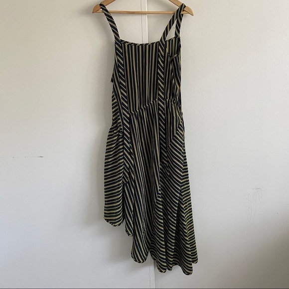 Nina Ricci Silk Striped Asymmetric Midi sleeveless Dress Size 36 US 4-6 - Picture 12 of 12